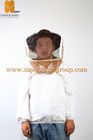 White Vented Beekeeping Jacket , Mesh Bee Jacket With Zipper / Veil Hood