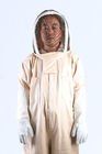 White Beekeeping Protective Clothing , Full Body Hooded Bee Proof Suit