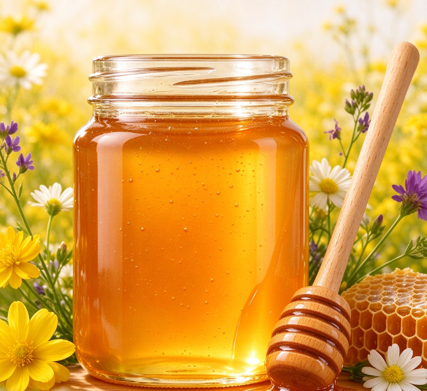 100% Pure Natural Amber Polyflora Honey, High Nutritional Value Raw Wildflower Honey for Daily Dietary Supplement